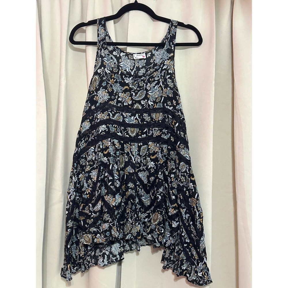 Intimately Free People Top XS Floral Lace Handkerchief Hem Boho Sleeve